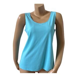 CHICOS Womens Size 1 (Medium) Blue Sleeveless Stretch Nylon Blend Tank Top Shirt